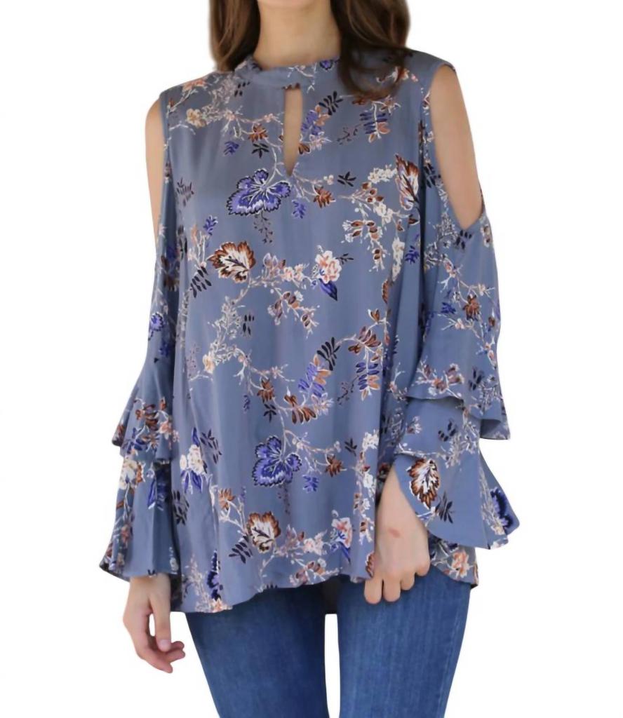 Angie Angie - Jaquard Keyhole Cold Shoulder Top