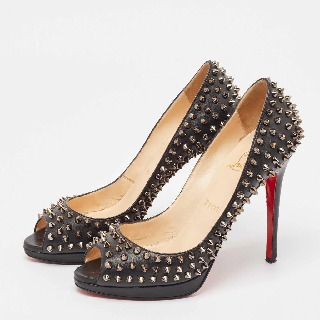Christian Louboutin Christian Louboutin Black Leather Yolanda Spikes Pumps Size 38.5 2