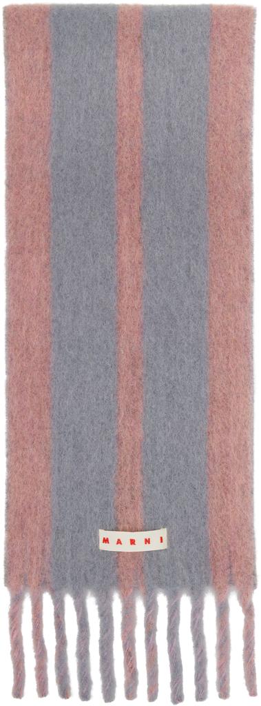 Marni Pink & Gray Striped Alpaca Scarf