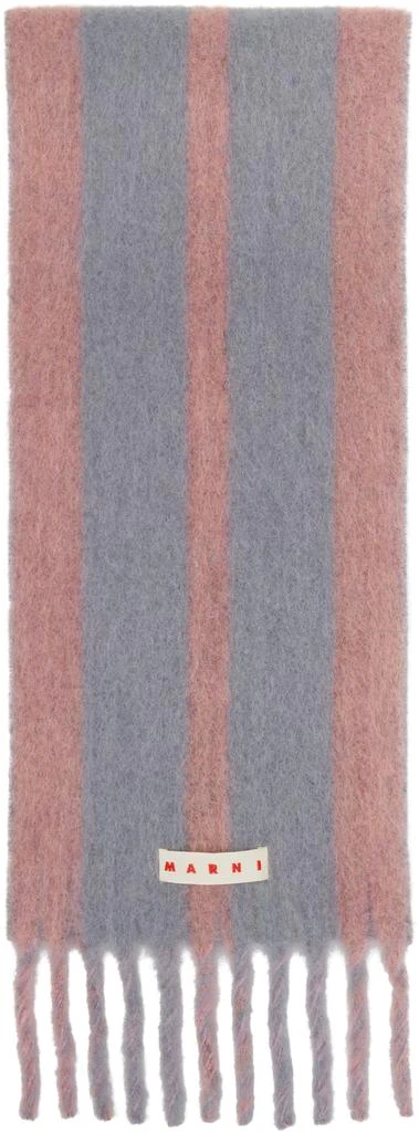 Marni Pink & Gray Striped Alpaca Scarf 1