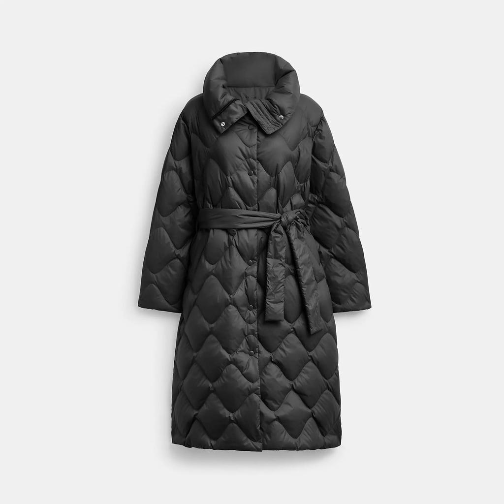 Coach Quilted Long Puffer In Recycled Nylon