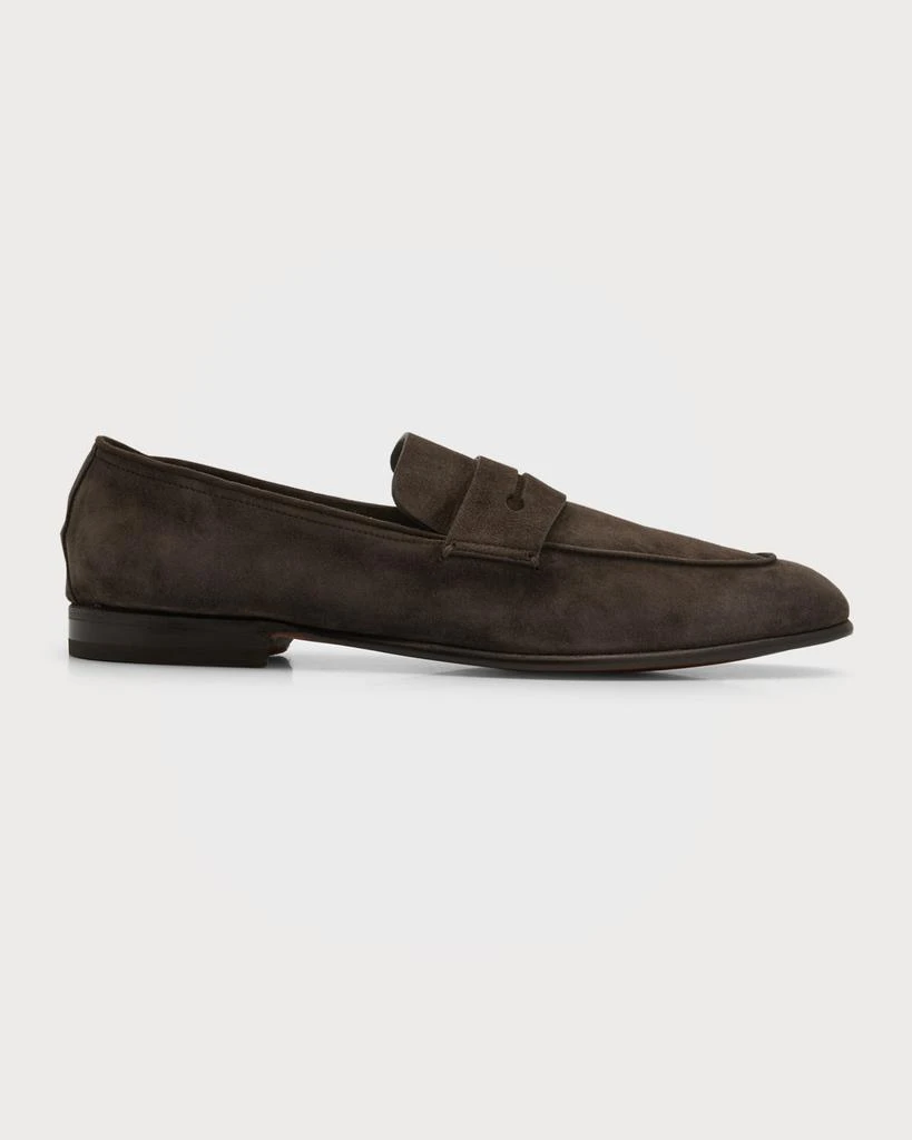 Zegna Men's Lasola Suede-Leather Penny Loafers 1