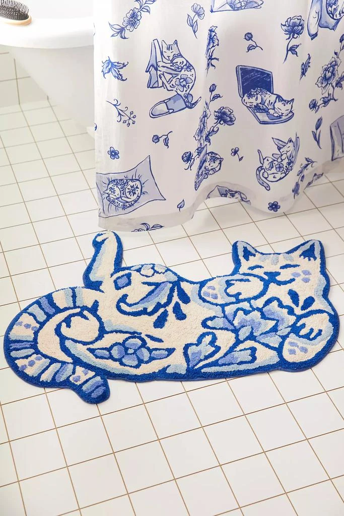 Urban Outfitters Delft Cat Shaped Tufted Bath Mat 1