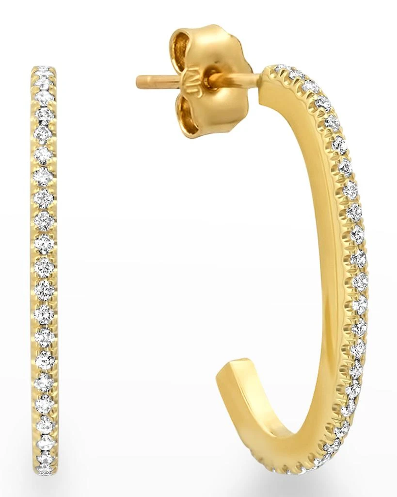 Jennifer Meyer Small Elongated Edith Hoop Earrings with Diamond Pave 1
