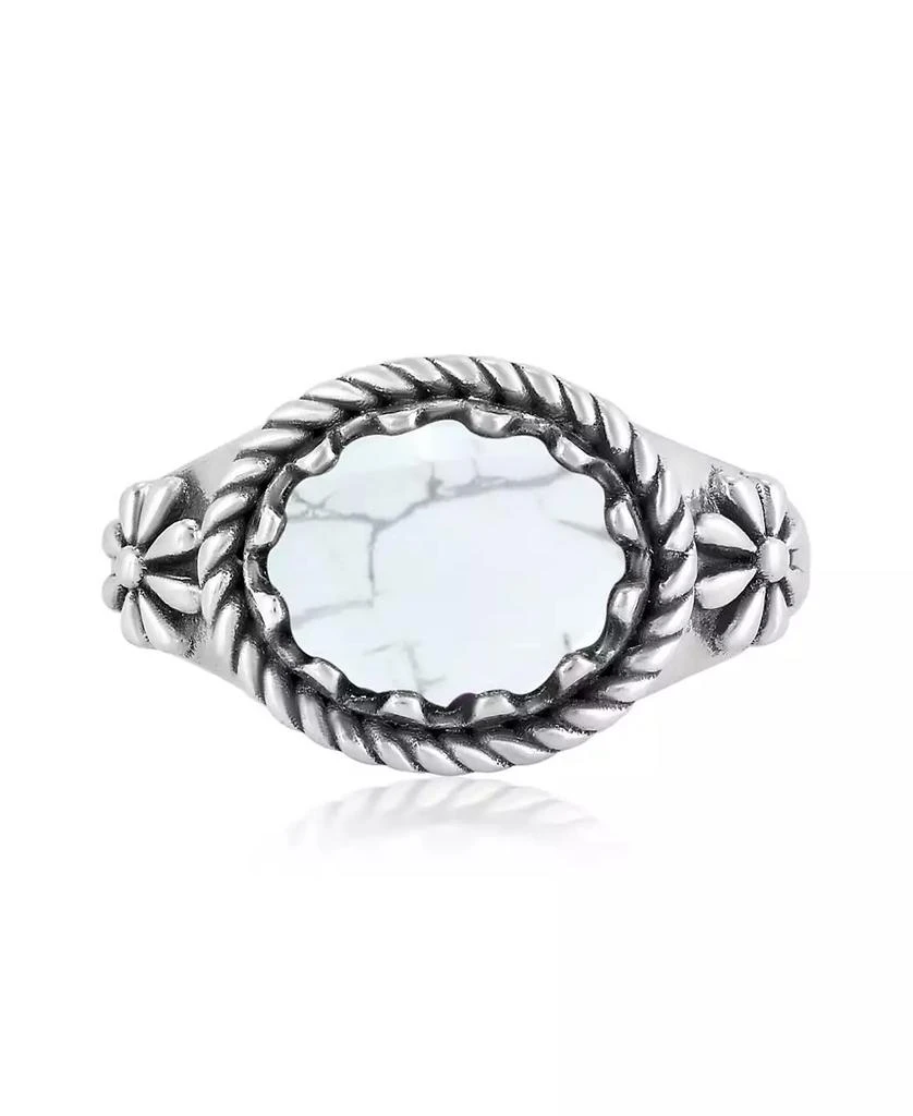 American West Jewelry Sterling Silver White Howlite East West Ring, Size 5 to 11