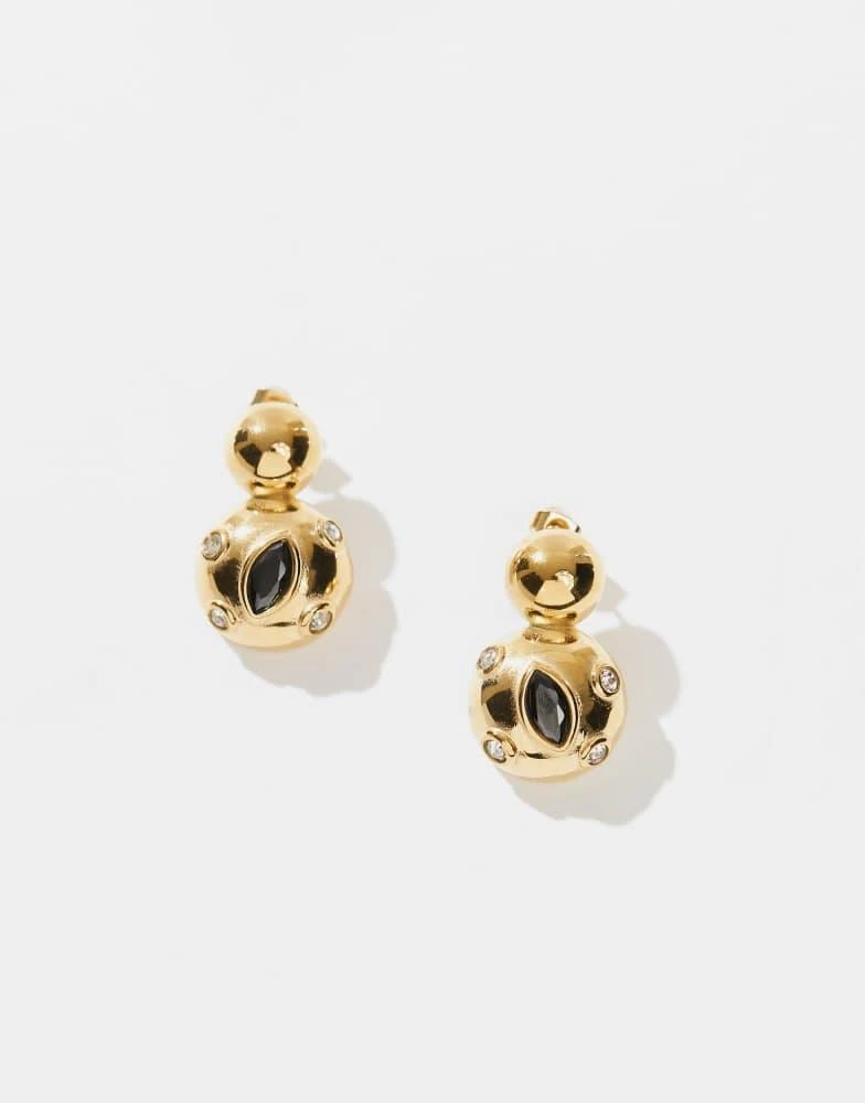 8 Other Reasons 8 Other Reasons 18k gold plated stainless steel statement stud earrings with black stone 2
