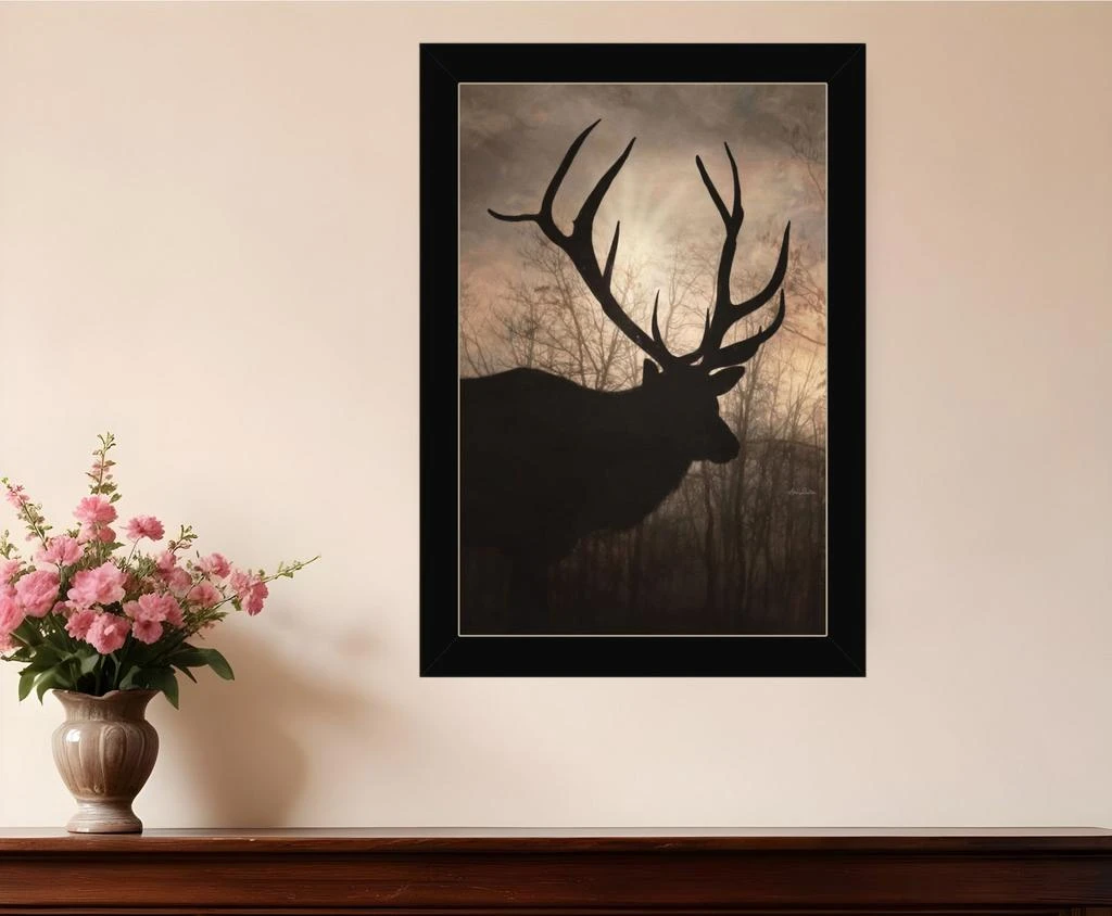 Hivvago Elk Sunrise Black Framed Print Wall Art