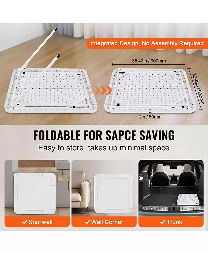 SUGIFT Folding Mahjong Table 4-Player Square Table with Cup Holders 5