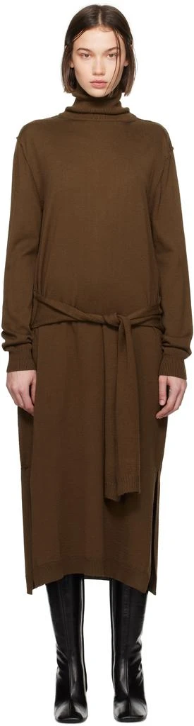 Lemaire Brown Trompe L'Oeil Midi Dress 1