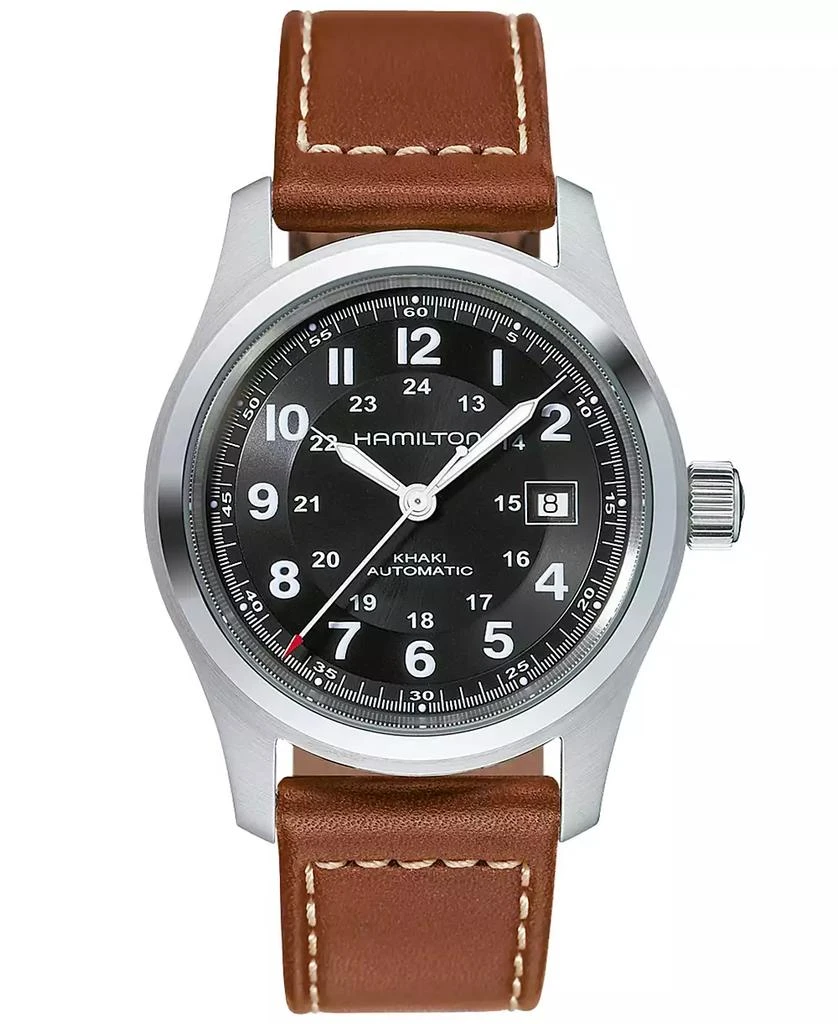 Hamilton Men's Swiss Automatic Khaki Field Brown Leather Strap Watch 42mm H70555533 1