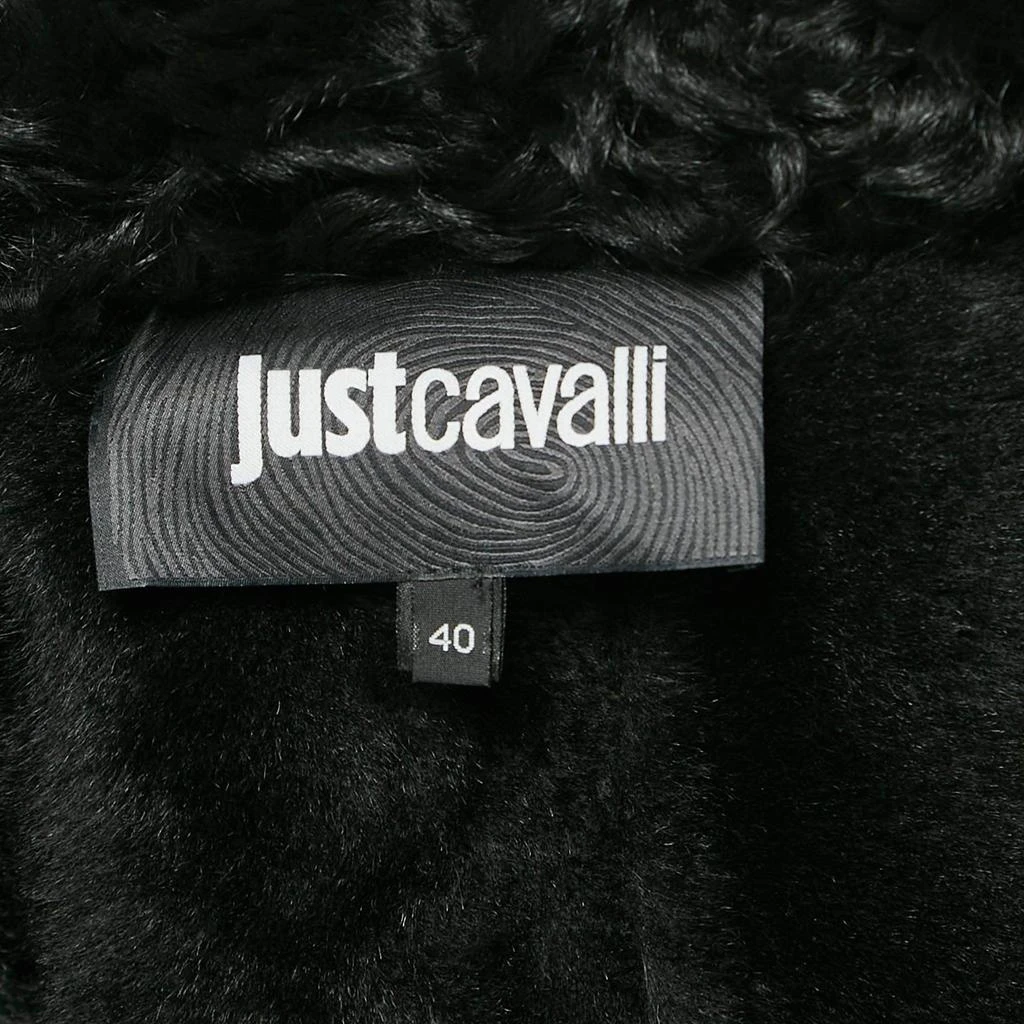Just Cavalli Just Cavalli Black Fur and Leather Mid-Length Coat S 4