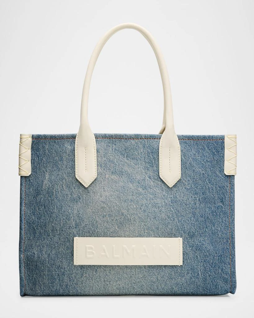 Balmain B-Army Shopper Tote Bag in Faded Denim 1