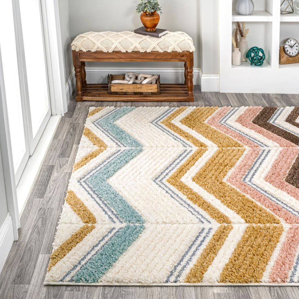 JONATHAN Y Elin Chevron High-Low Multi/Cream Area Rug 3