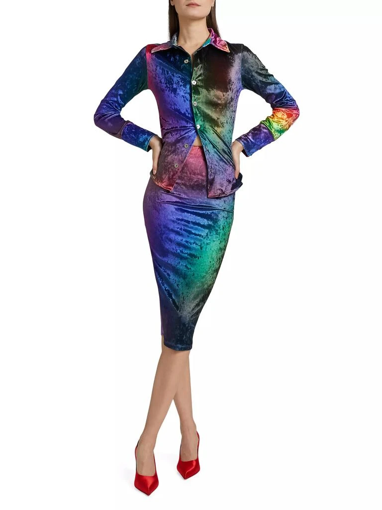 BruceGlen Prism Crushed Velvet Pencil Skirt 2