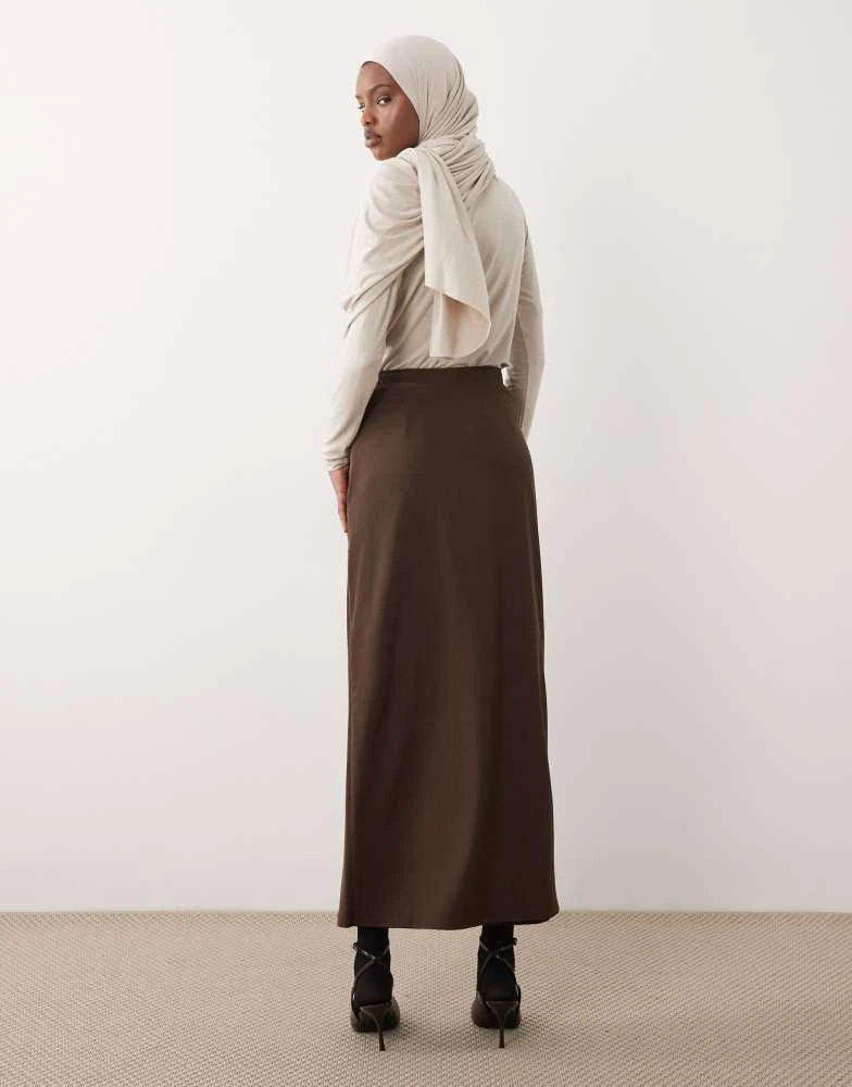 Iyal IYAL trouser with wrap skirt detail in brown 5
