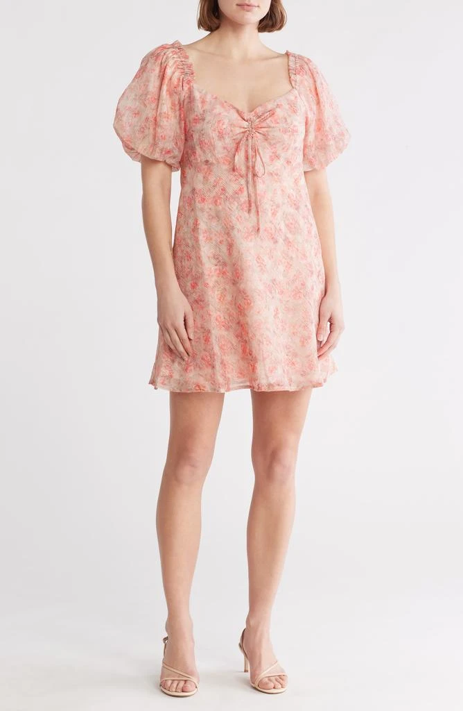 Lush Puff Sleeve Ruched Dress 1
