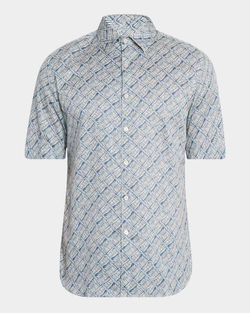 Canali Men's Printed Cotton Short-Sleeve Shirt