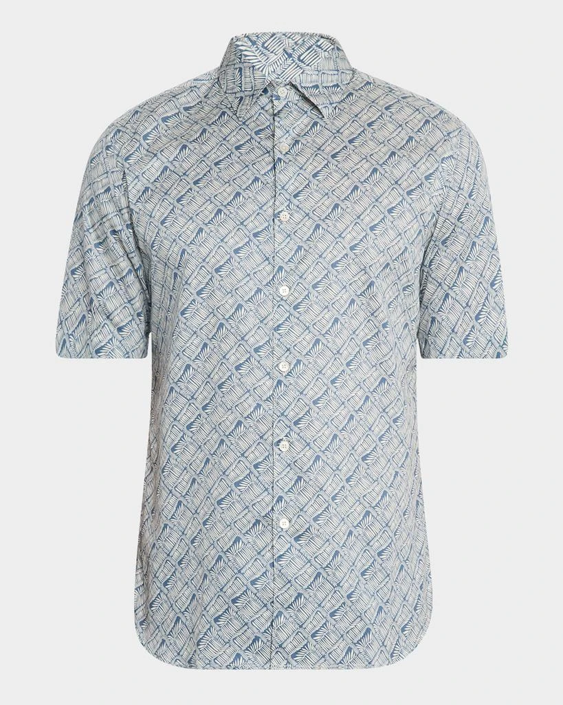 Canali Men
s Printed Cotton Short-Sleeve Shirt 1
