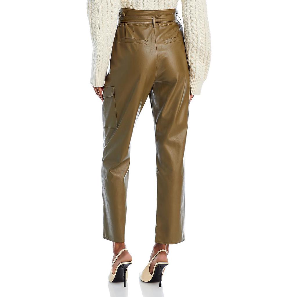 Paige Tesse Womens Faux Leather Ankle Length Cropped Pants