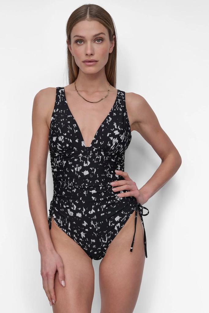 DKNY ADJUSTABLE SIDE-TIE SHIRRED ONE PIECE