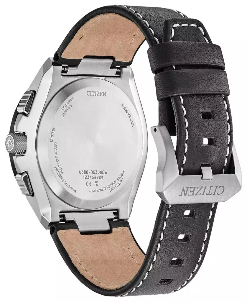 Citizen Eco-Drive Men's Chronograph Promaster Skyhawk Black Leather Strap Watch 46mm 6