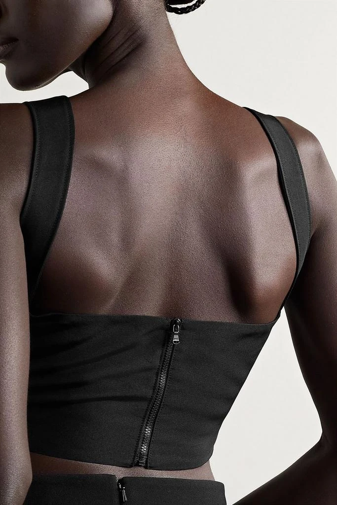 Brandon Maxwell Cropped cutout silk-faille top 3