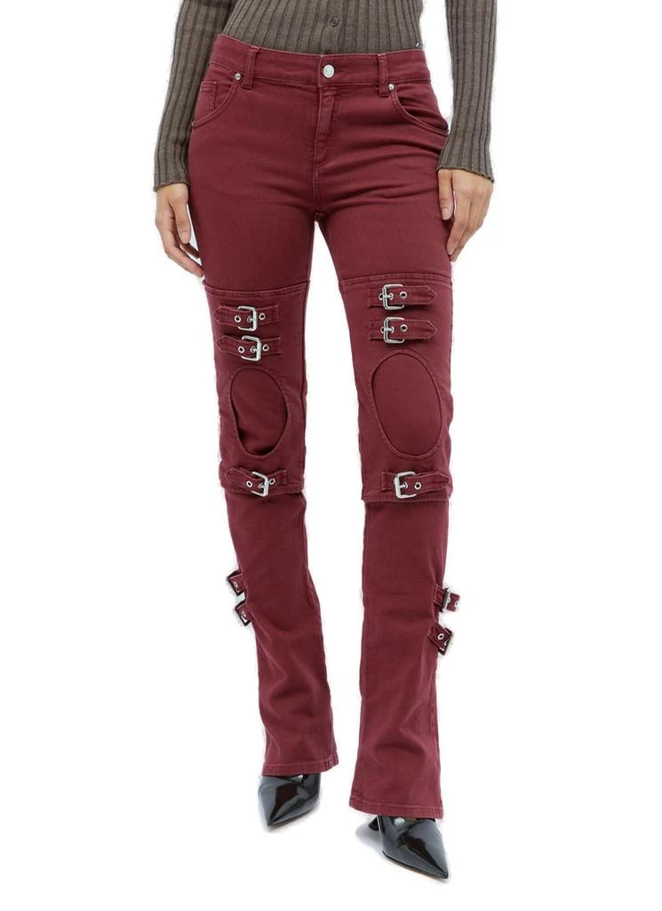 BLUMARINE Blumarine Buckle Embellished Mid-Rise Flared Pants 1
