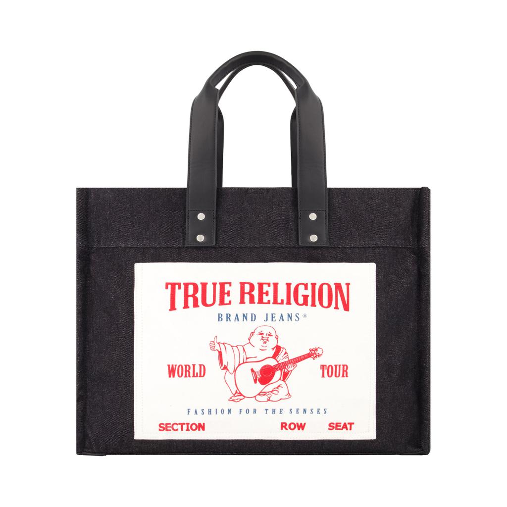 True Religion Large Washed Black Denim Tote