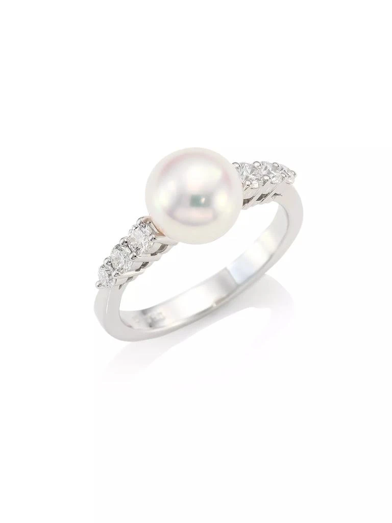 Mikimoto Morning Dew 18K White Gold, Akoya Pearl &amp; 0.31 TCW Diamond Ring 1