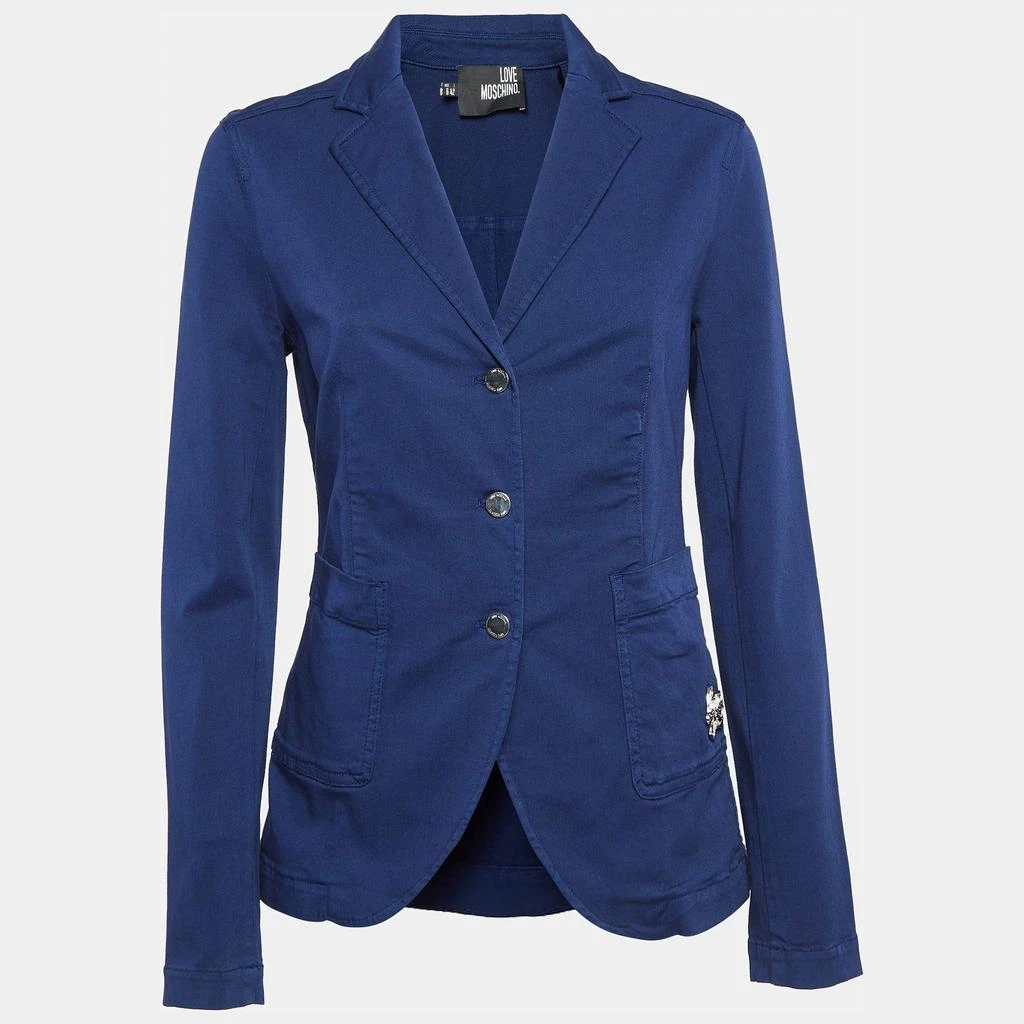 Love Moschino Love Moschino Navy Blue Cotton Metal Badge Detail Blazer M 1