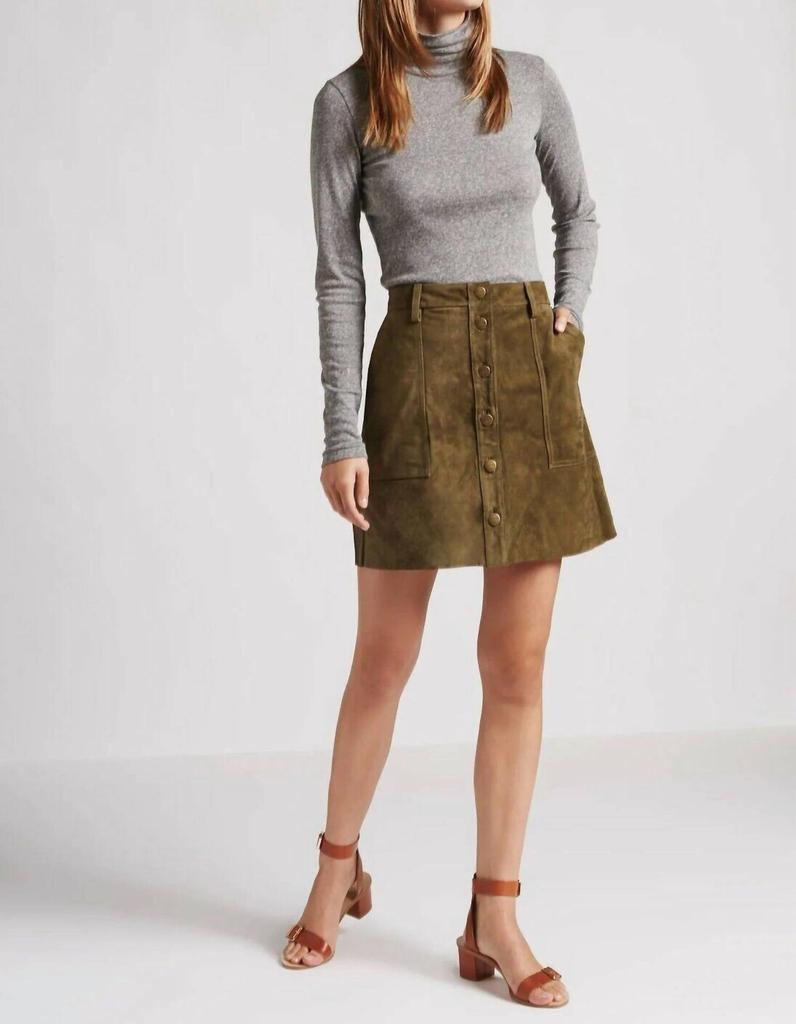 Current Elliott Leather Naval Suede Mini Skirt In Green