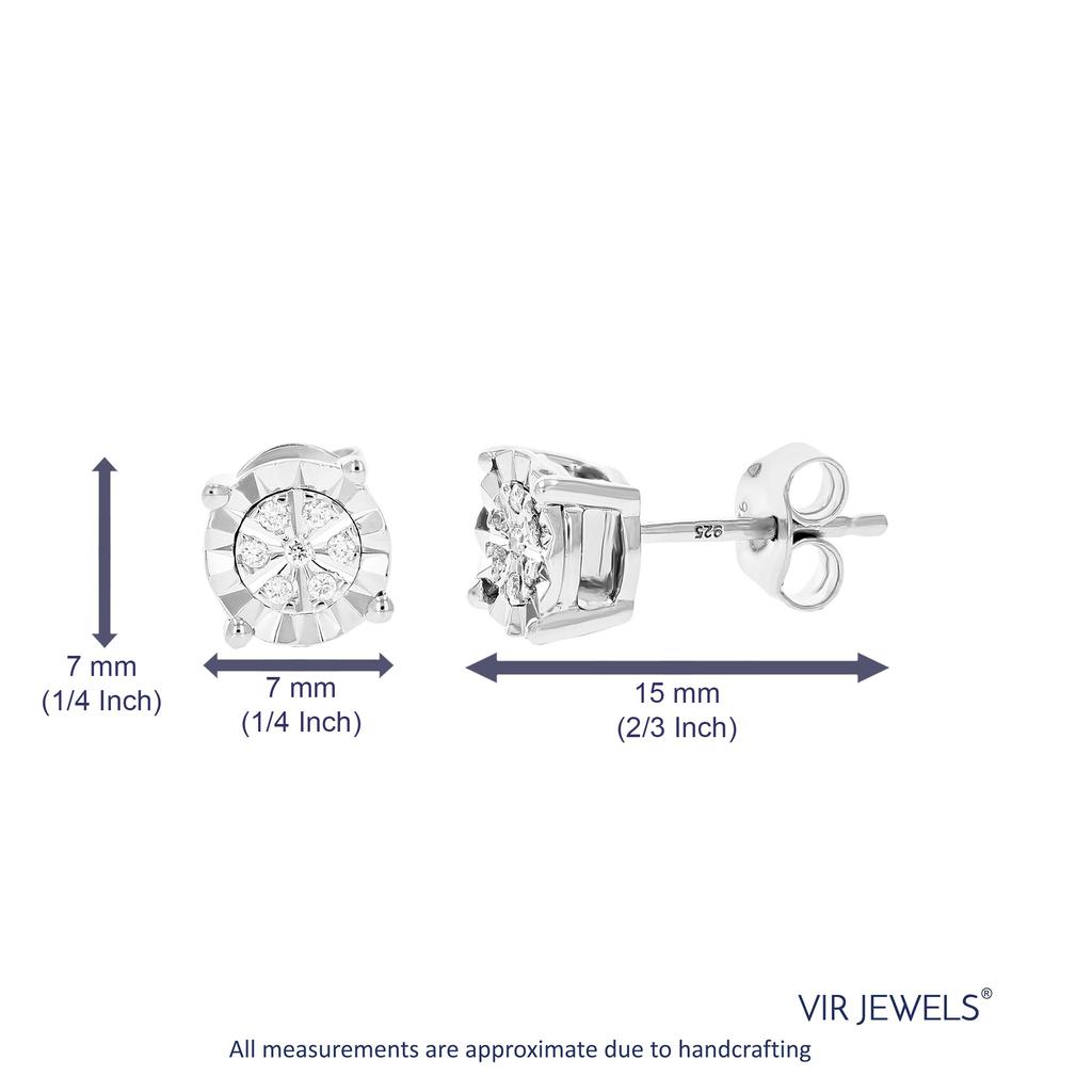 Vir Jewels 1/12 cttw 14 Stones Round Lab Grown Diamond Studs Earrings .925 Sterling Silver Prong Set