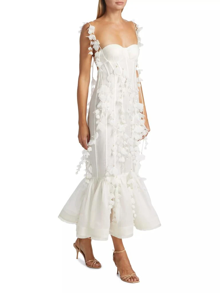 Zimmermann Petal Appliqué Linen-Silk Corset Gown 3