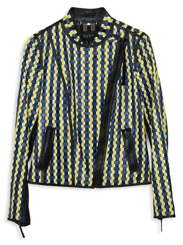Gucci Woven Leather Biker Jacket 2