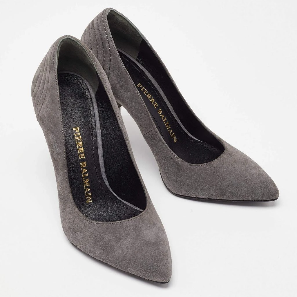 PIERRE BALMAIN Pierre Balmain Grey Suede Pointed Toe Pumps Size 35 4