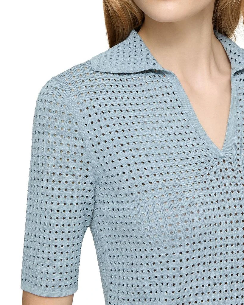 Lafayette 148 New York Pointelle Stitch Polo Shirt 3