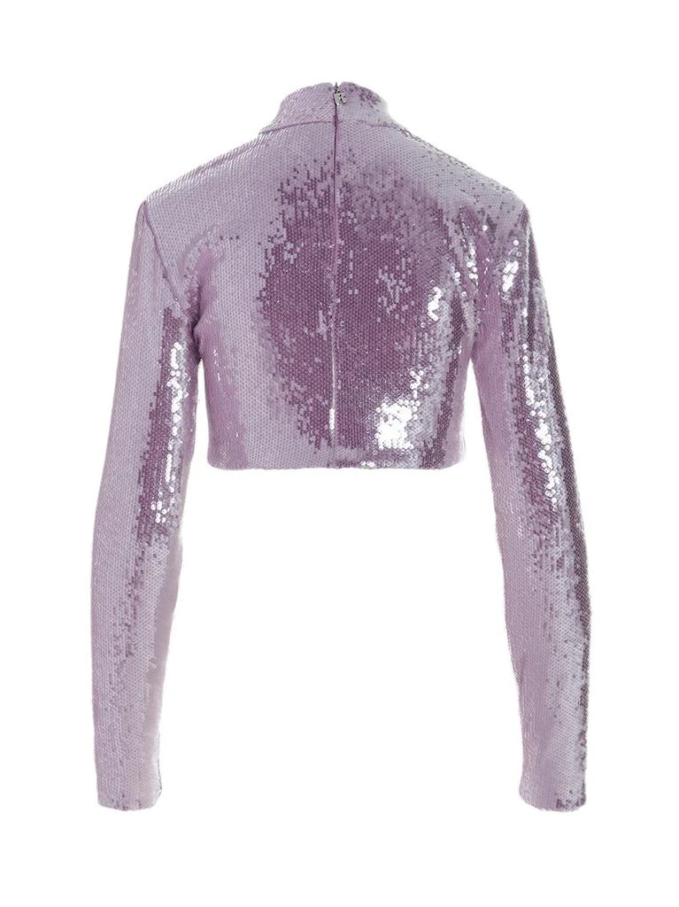 ROTATE Birger Christensen ROTATE Sequinned High-Neck Cropped Top 2