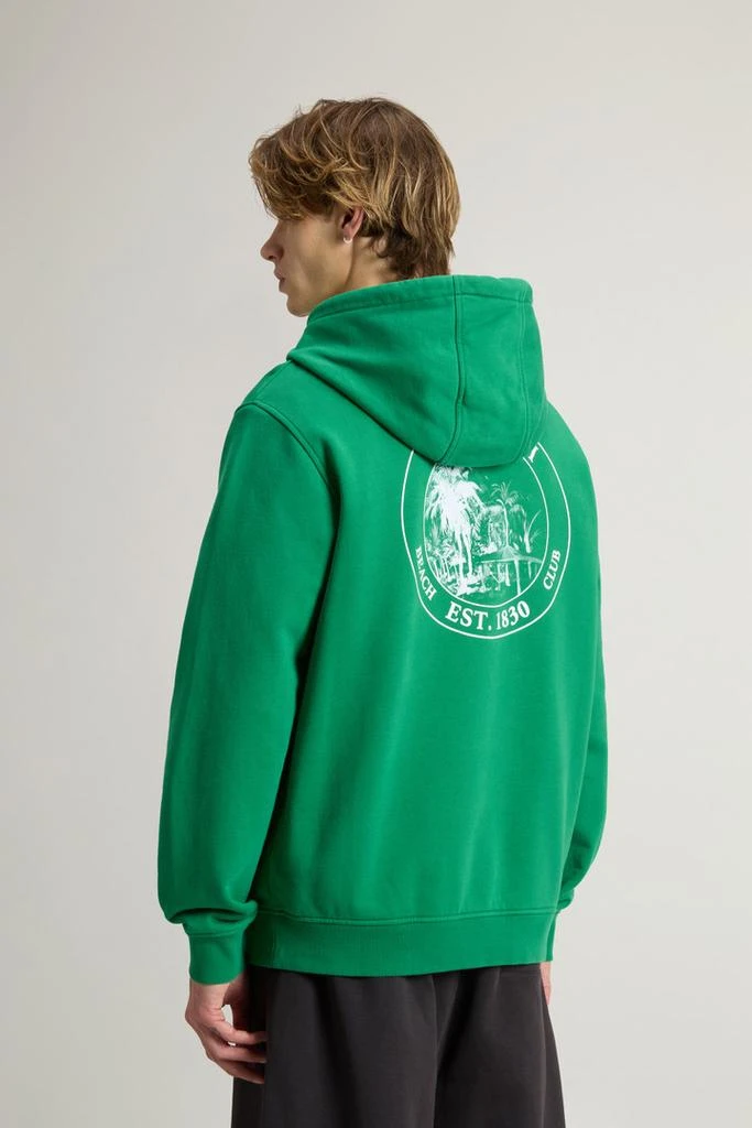 Woolrich Pure Cotton Hoodie with Back Print - Men - Green 3