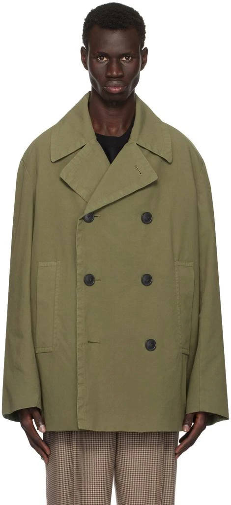 Dries Van Noten Khaki Double Breasted Coat 1
