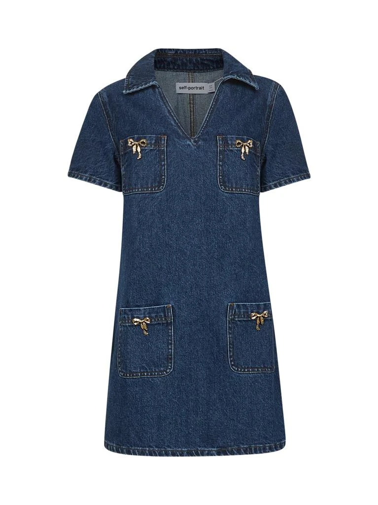 Self Portrait Self-Portrait V-Neck Denim Dress 1