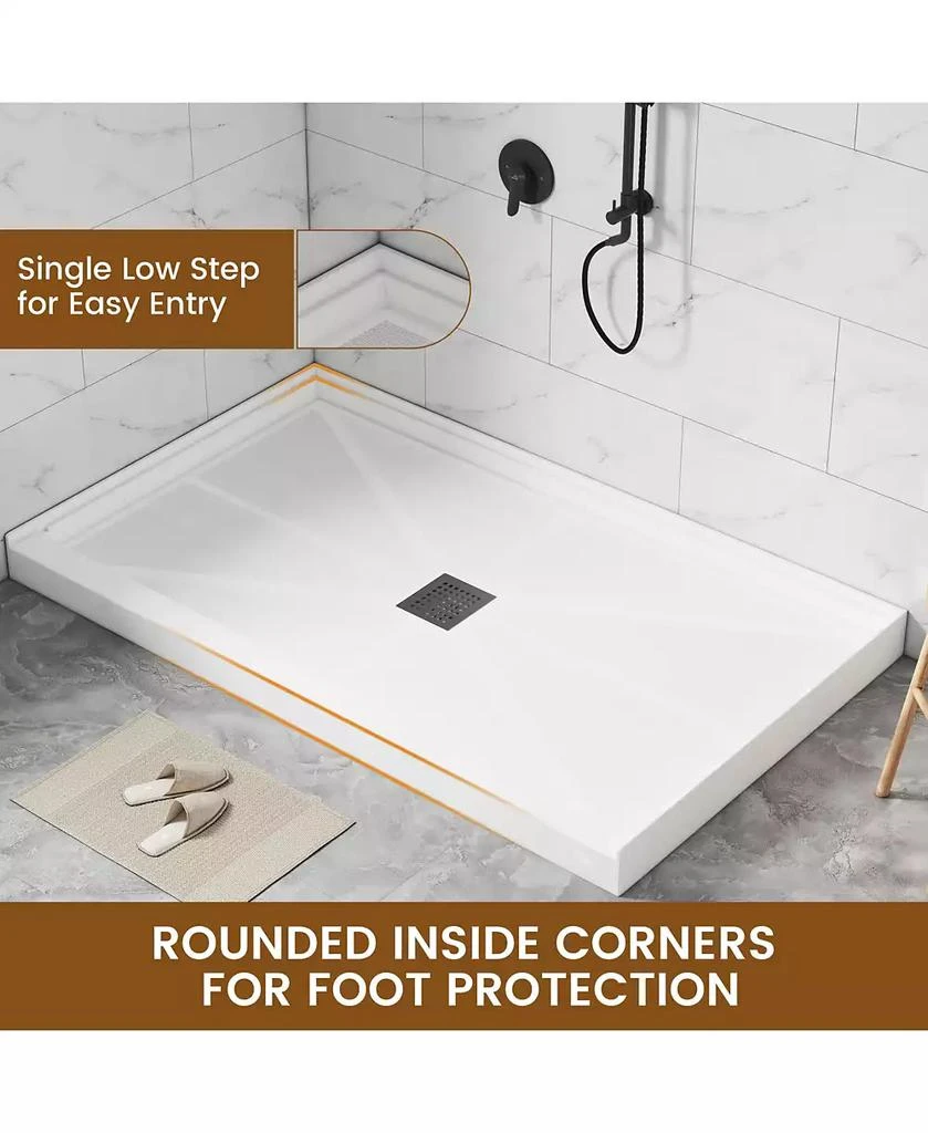 CASAINC 60"W X 36"D SMC Single Threshold Shower Base Anti-Slip Shower Pan, Drain Assembly 
Drain Cover Included 7