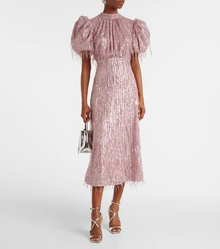 ROTATE Birger Christensen Sequined balloon-sleeve midi dress 2