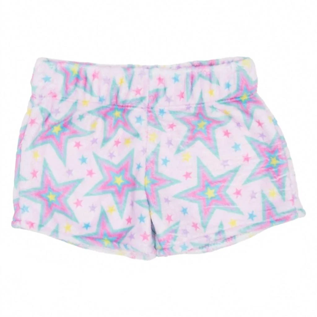 Azarhia Girls Fuzzy Shorts In Neon Star