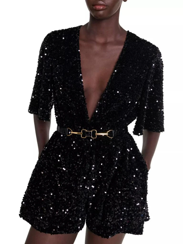 Maje Sequined Velvet Playsuit 2