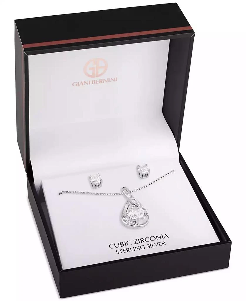 Giani Bernini Cubic Zirconia Infinity Pendant Necklace & Solitaire Stud Earrings in Sterling Silver, Exclusively at Macy's 4