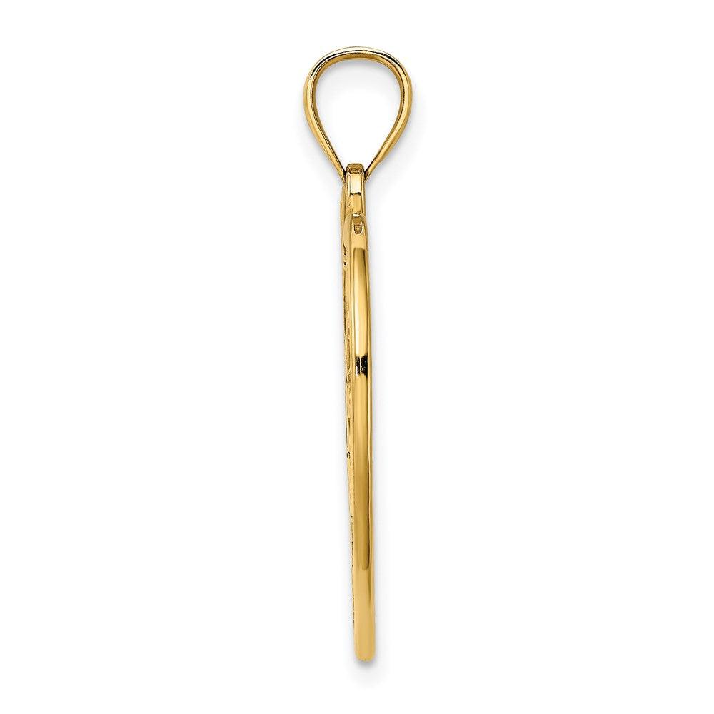 Diamond2Deal 14k Yellow Gold Enamel Dragonfly and Flower in Heart Charm Pendant