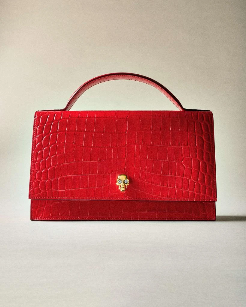 Alexander McQueen Medium Skull Croc-Embossed Top-Handle Bag 2