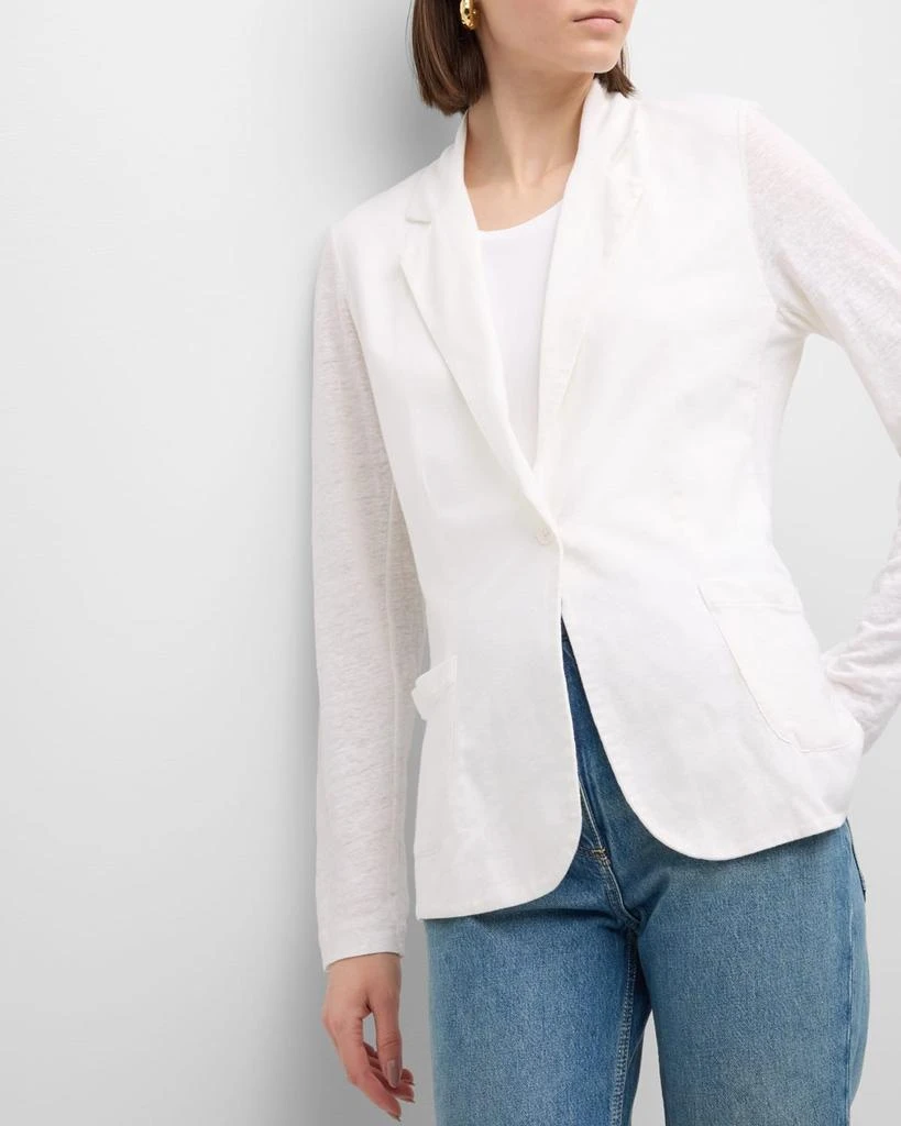 MAJESTIC FILATURES Stretch Linen One-Button Blazer 8