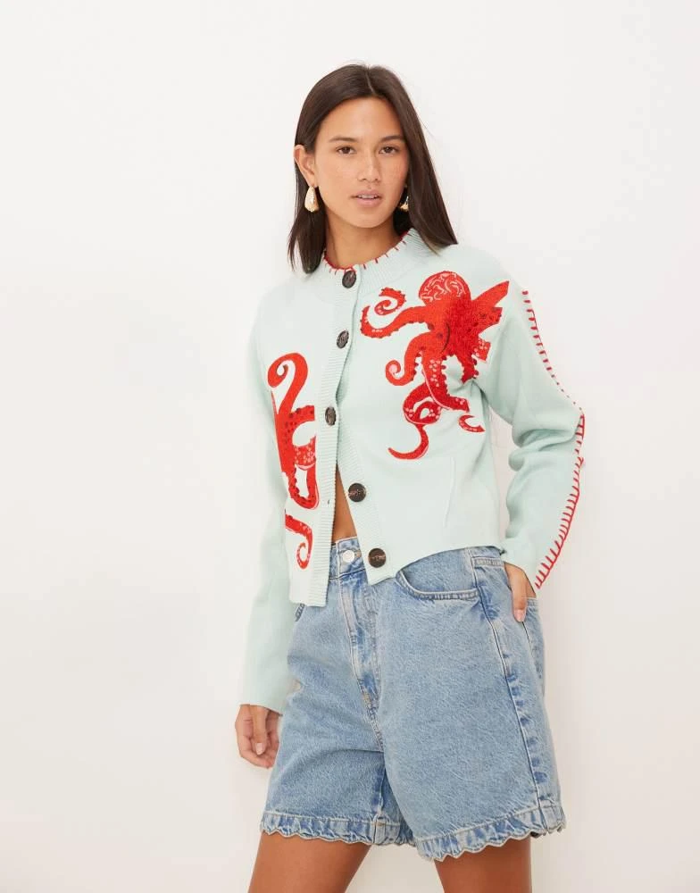 Shop Never Fully Dressed octopus embroidered cardigan in blue and red on  Sale at BeyondStyle  Get 31% Off Never Fully Dressed octopus embroidered  cardigan in blue and red with Limited-Time Flash