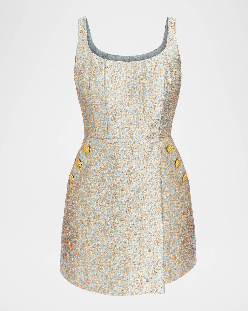 Mestiza New York Chianti Scoop-Neck Metallic Jacquard Mini Dress